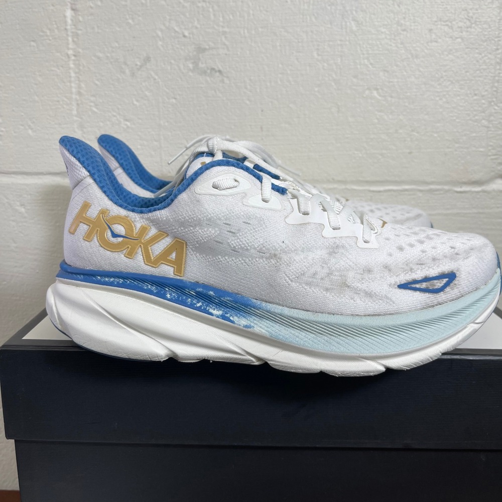 Hoka One One Clifton 9 1127895 FTG Frost White Gold Running Shoes Men's 10 D